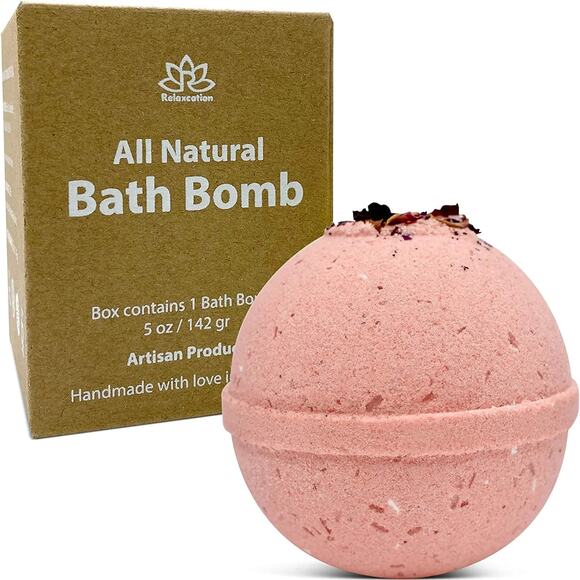 "Rose Garden" Organic Bath Bomb in kraft box - 5 oz - Picture 1 of 7